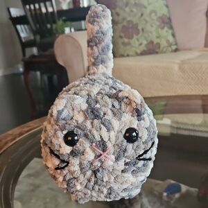 Plush Grey and Off White Cat - Handmade - Crochet